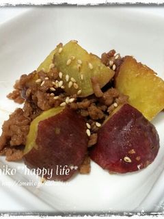 薩摩芋と挽き肉の甘辛炒め♪-レシピのメイン写真