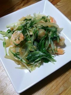エビと水菜のガーリック炒め-レシピのメイン写真