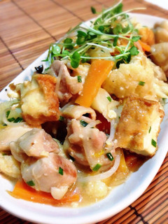 ピリ辛ねぎ味噌味♪鶏肉と厚揚げの炒め物-レシピのメイン写真