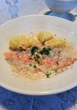 サーモンと豆乳のスープ煮-レシピのメイン写真