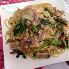 รูปของ 麺つゆで簡単✿菜の花とキノコの和風パスタ