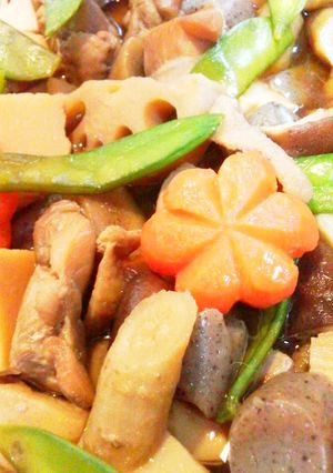フライパンで筑前煮お花見お正月お食い初め-レシピのメイン写真