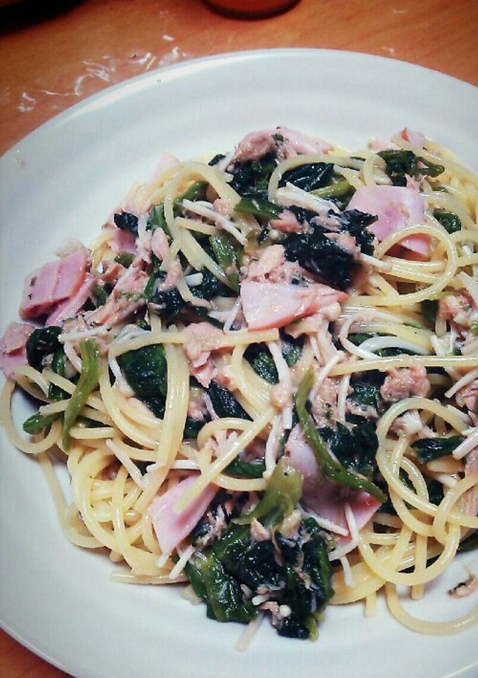ほうれん草とツナとえのきの春パスタ-レシピのメイン写真