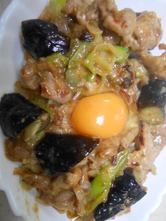 豚小間肉と茄子の味噌炒め、のせご飯-レシピのメイン写真