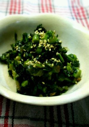 栄養たっぷりご飯のお供にかき菜の甘辛炒め-レシピのメイン写真