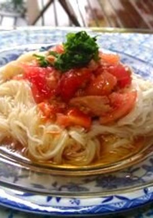 トマツナそうめん-レシピのメイン写真