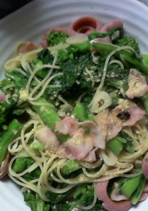 旬の菜の花を使った、和風パスタ-レシピのメイン写真