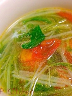 中華風★水菜とトマトさっぱりスープ☆簡単-レシピのメイン写真