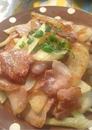 セロリとジャガ芋と豚肉とろ〜り中華風炒め-レシピのメイン写真