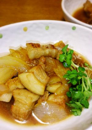 豚バラ肉と玉ねぎのこってり煮-レシピのメイン写真