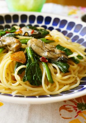 牡蠣のオイル漬けとほうれん草のパスタ-レシピのメイン写真