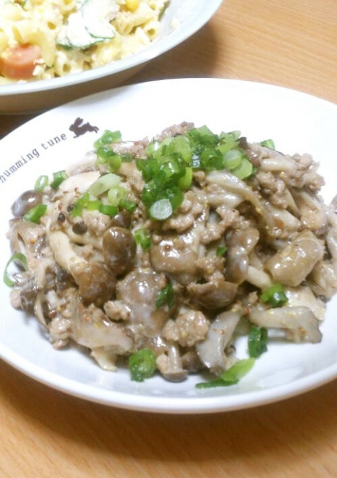 挽肉と山盛りきのこ♡粒マスタードマヨ炒め-レシピのメイン写真