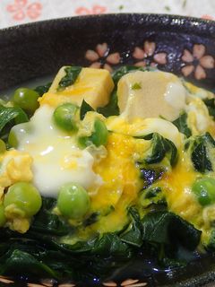 ほうれん草とえんどうの卵とじ-レシピのメイン写真