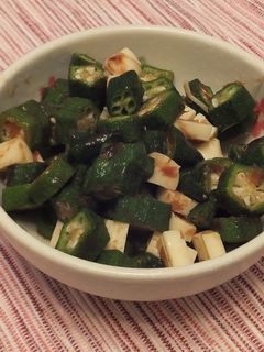 オクラとチーズのかつお節&焼肉タレ和え-レシピのメイン写真