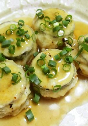 ナスの鶏ひき肉挟み揚げ～豆腐入り～-レシピのメイン写真