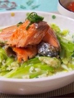 焼鮭とキャベツの豆乳スープご飯-レシピのメイン写真