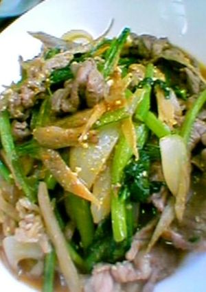 小松菜とごぼうのカレーみそ炒め-レシピのメイン写真