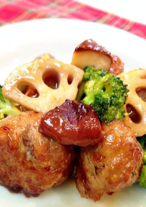 カロリーダウン❗️牛蒡と蒟蒻の肉団子-レシピのメイン写真