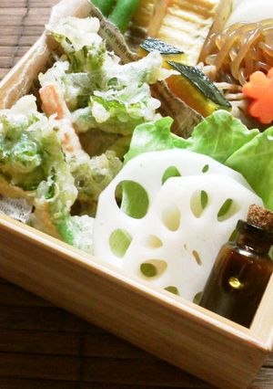 お花見にも～菜の花と人参のかき揚げ～-レシピのメイン写真