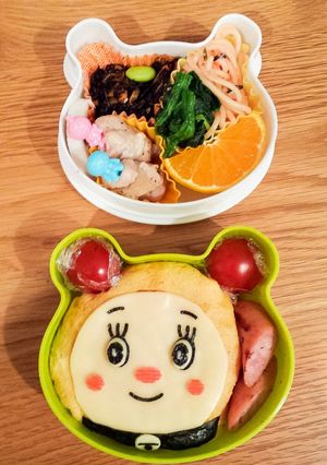 ドラミちゃん オムライス キャラ弁-レシピのメイン写真