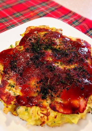 お腹いっぱい！蒟蒻&ごはんでお好み焼き-レシピのメイン写真