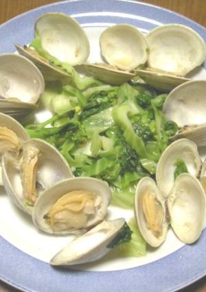 ホンビノス貝となばなの酒蒸-レシピのメイン写真