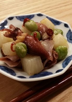 ホタルイカと山芋のペペロンチーノ-レシピのメイン写真