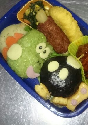 キャラ弁☆SPマリオ(ヨッシー＆ボム兵)-レシピのメイン写真