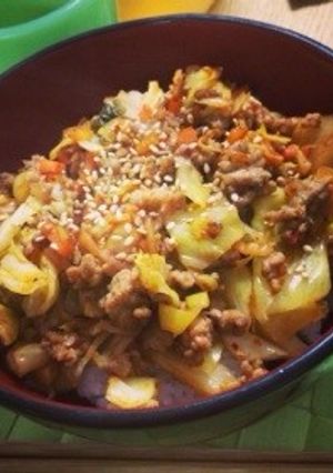 スプーンで食べる☆豚ひき肉の豚キムチ丼〜-レシピのメイン写真