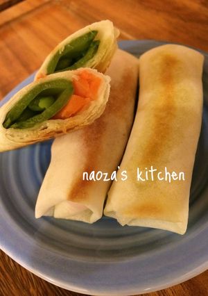 スナップエンドウと人参の焼き春巻♬-レシピのメイン写真