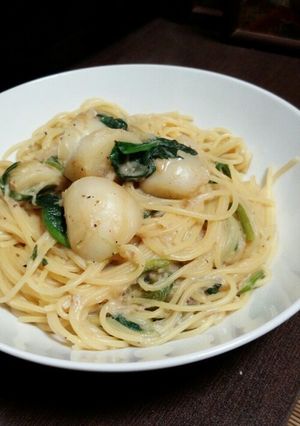 かぶとほうれん草と貝柱のクリームパスタ-レシピのメイン写真