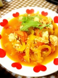 超簡単★ガーリック鶏トマト煮炒め-レシピのメイン写真