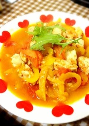 超簡単★ガーリック鶏トマト煮炒め-レシピのメイン写真