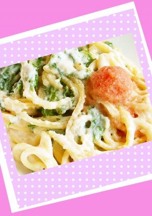 わさび菜とタラコのクリームパスタ♪-レシピのメイン写真