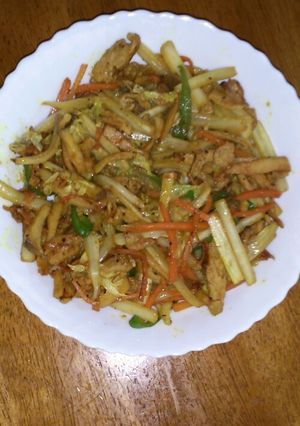 白菜の芯でシャキシャキ炒め カレー味-レシピのメイン写真
