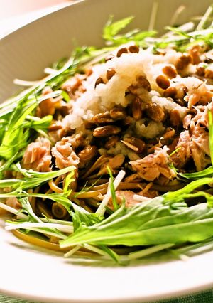 えのきでヘルシー納豆ツナおろしスパゲティ-レシピのメイン写真
