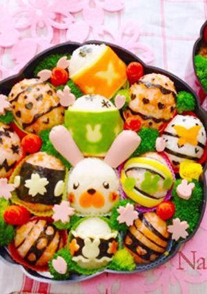 イースターエッグおにぎりのお花見弁当♬-レシピのメイン写真