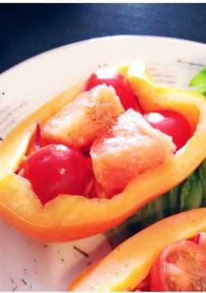 オレンジ入りマリネ♡パプリカのカップで♪-レシピのメイン写真