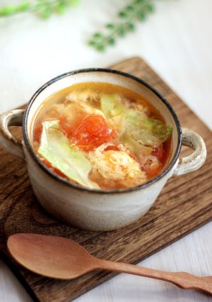 想像を超える？トマトレタス卵の３色スープ-レシピのメイン写真