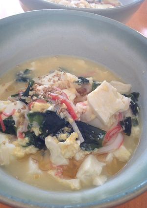 崩し豆腐と卵の中華スープ わかめ入り-レシピのメイン写真