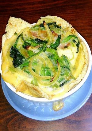 カリカリ焼き油揚げでほうれん草のキッシュ-レシピのメイン写真