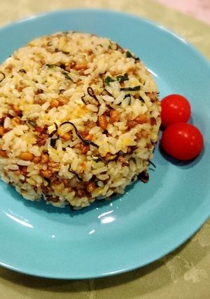 ランチに簡単！納豆炒飯(ひじきとニラ)-レシピのメイン写真