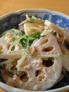れんこんと水菜のマスタードソースサラダ-レシピのメイン写真