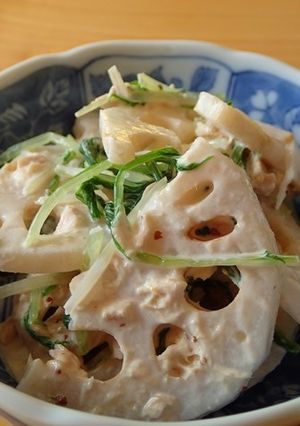 れんこんと水菜のマスタードソースサラダ-レシピのメイン写真