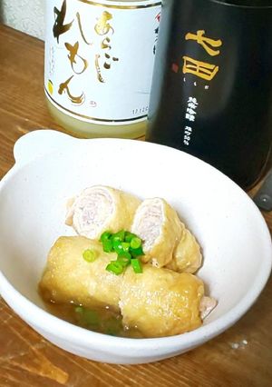 早旨安～お通しみたいな豚肉の油揚げ巻煮-レシピのメイン写真