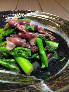 菜の花とホタルイカのガーリックバター炒め-レシピのメイン写真