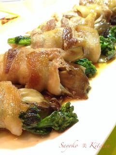 菜の花と舞茸の豚肉巻き-レシピのメイン写真