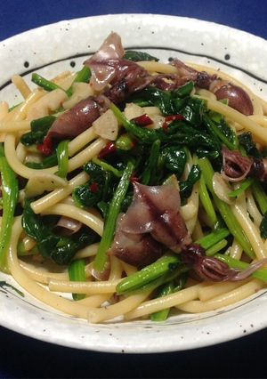 ホタルイカとほうれん草のペペロンチーノ-レシピのメイン写真