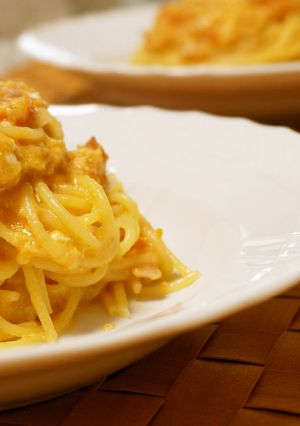 トマトとベーコンの半熟卵パスタ-レシピのメイン写真