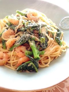 菜の花のエビクリームパスタ-レシピのメイン写真